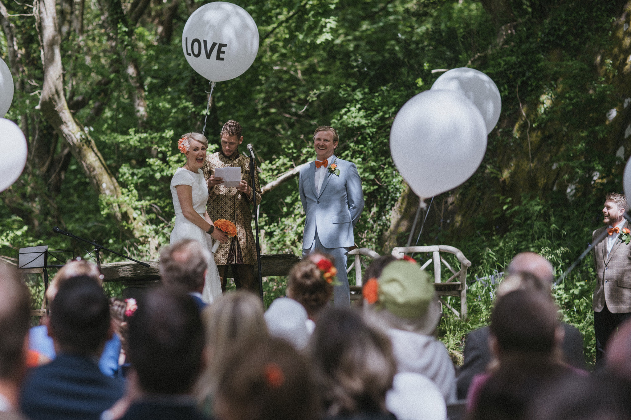 Outdoors open air wedding ceremony at Fforest Farm, Pembrokeshire