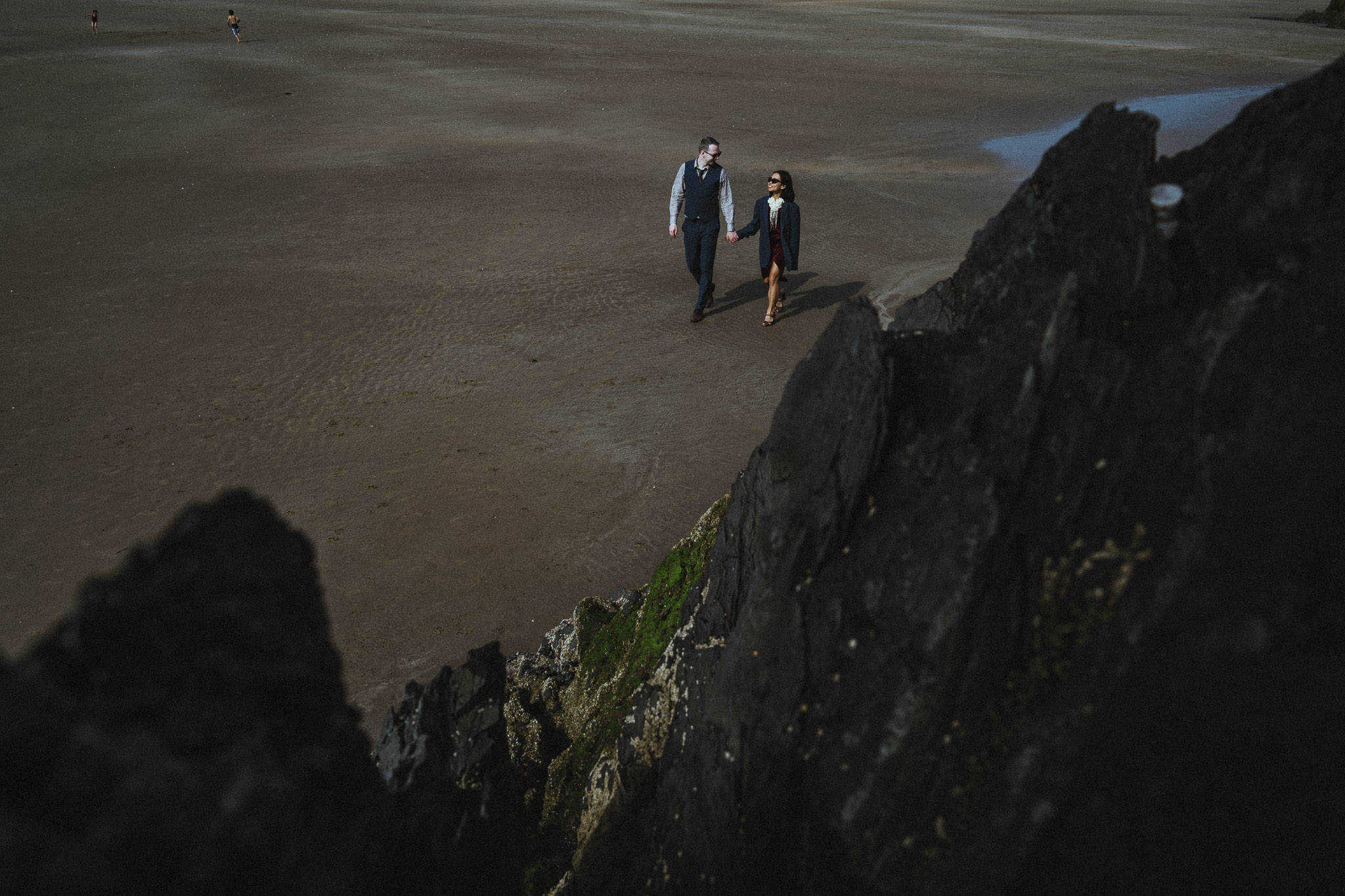 Walking on Malltraeth Bay beach, Anglesey.